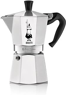 Bialetti - Moka Espress: Iconic Stovetop Espresso Maker, Makes Real Italian Coffee, Moka Pot 6 Cups (6 Oz), Aluminium, Silver