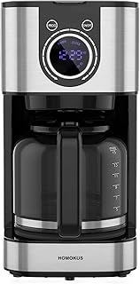 HOMOKUS 10 Cup Coffee Maker - Programmable Drip Coffee Maker -Stainless Steel Drip Coffee Machine with Timer, Brew Strength Control, LCD Screen and Anti-Drip System