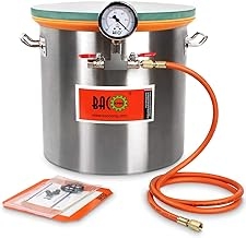 BACOENG 5 Gallon Tempered Glass Lid Stainless Steel Vacuum Chamber Perfect for Stabilizing Wood, Degassing Silicones, Epoxies and Essential Oils.